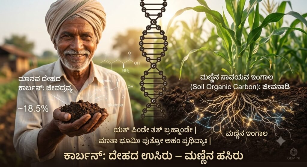 🌿 ಕಾರ್ಬನ್: ದೇಹದ ಉಸಿರು – ಮಣ್ಣಿನ ಹಸಿರು 🌱